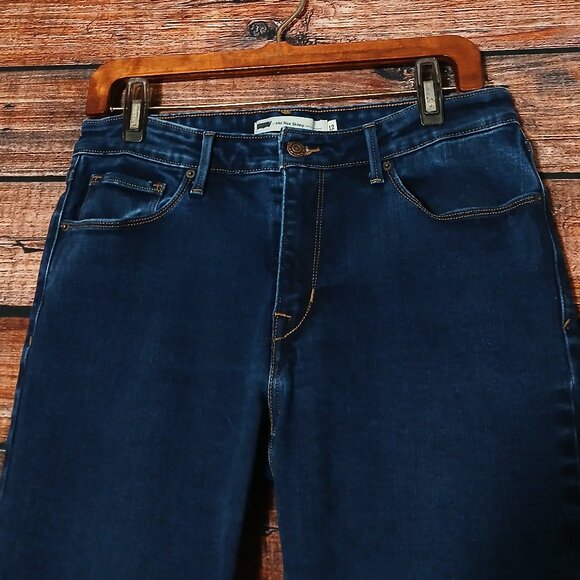 Levis Jeans Size 12 Mid Rise Skinny Dark Wash Denim Stretch - Picture 4 of 9